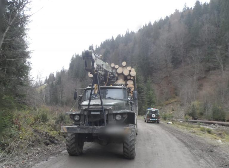На Прикарпатті затримали "Урал" навантажений підозрілою деревиною 3 На Прикарпатті