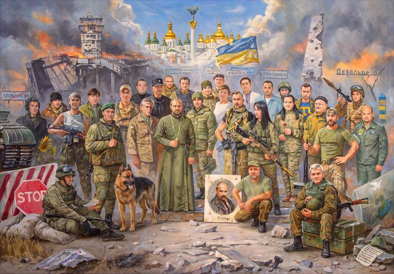 Український художник зобразив героя з Коломиї на картині "Становлення нації" 7 240402110 1718691298330195 5423867750158864368 n