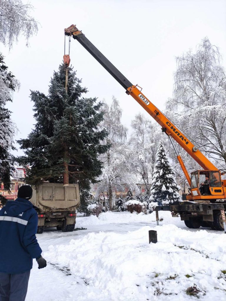 У Богородчанах розпочали встановлення новорічної ялинки-2022 (ФОТО)