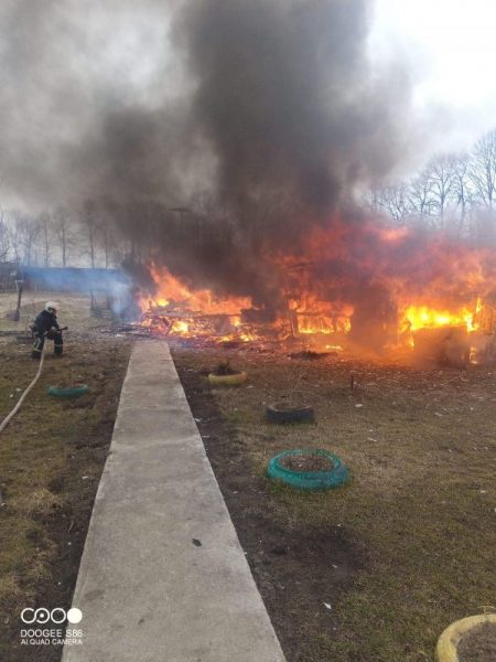 На Надвірнянщині майже годину гасили пожежу господарської будівлі (ФОТО)