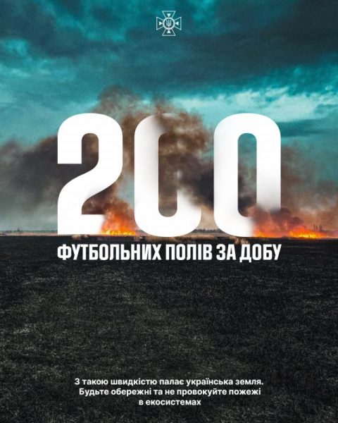 В Україні за день горіла територія розміром з 200 футбольних полів