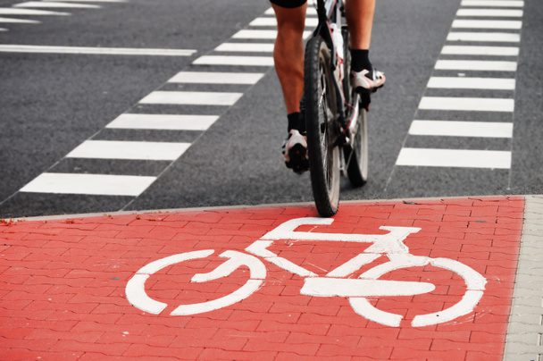 stock photo bicycle road sign and bike