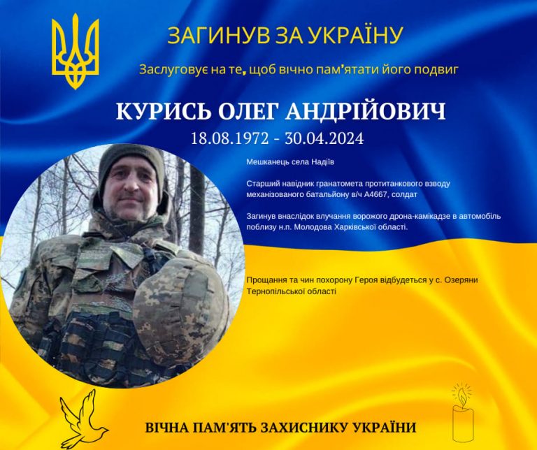 На Харківщині загинув захисник з Долинщини Олег Курись 8 На Харківщині загинув захисник з Долинщини Олег Курись