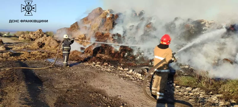 25 рятувальників гасили пожежу соломи на Франківщині (ФОТО)