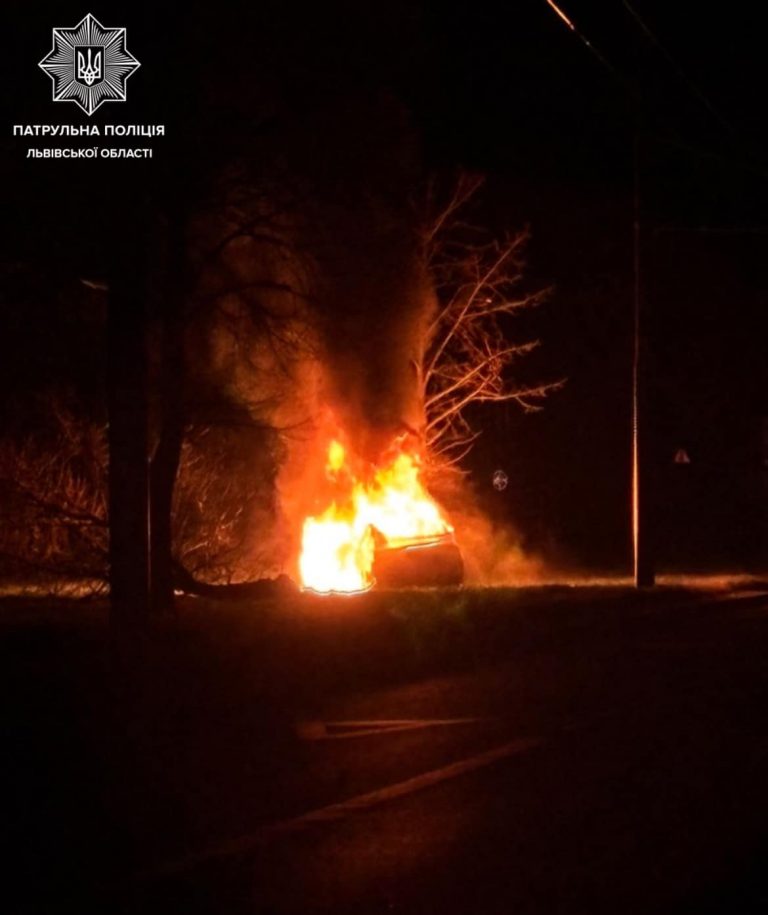 У Львові легковик зніс два дорожні знаки, врізався у дерево та загорівся (ФОТО) 3 472526016 905127228450404 8666940864340636782 n