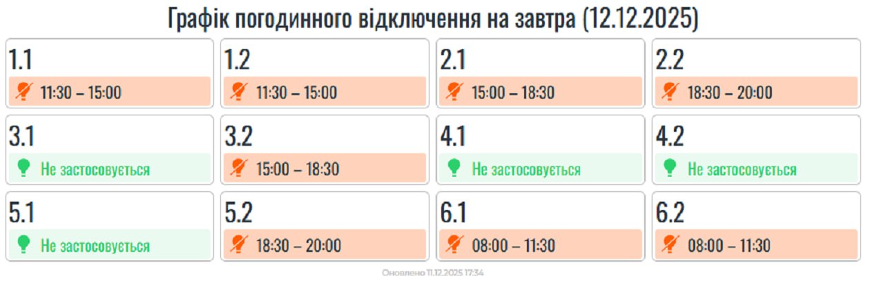 Графік вимкнення світла на Івано-Франківщині 12 грудня 2 photo 2025 12 11 17 40 50