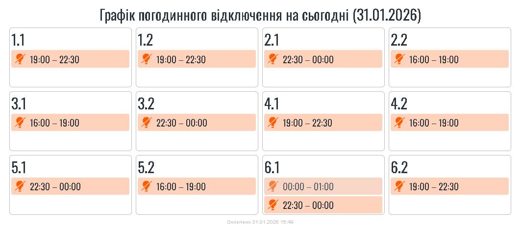 На Прикарпатті оновили графік вимкнення світла 2 photo 2026 01 31 15 52 51 2