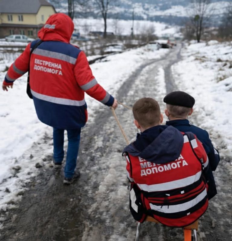 Медики везли пацієнта на санчатах по льоду на Закарпатті 5 FB IMG 1770357839773