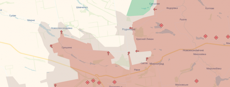 Ворог просунувся біля декількох населених пунктів Донеччини, - DeepState 10 Znimok ekrana 2026 04 24 233050