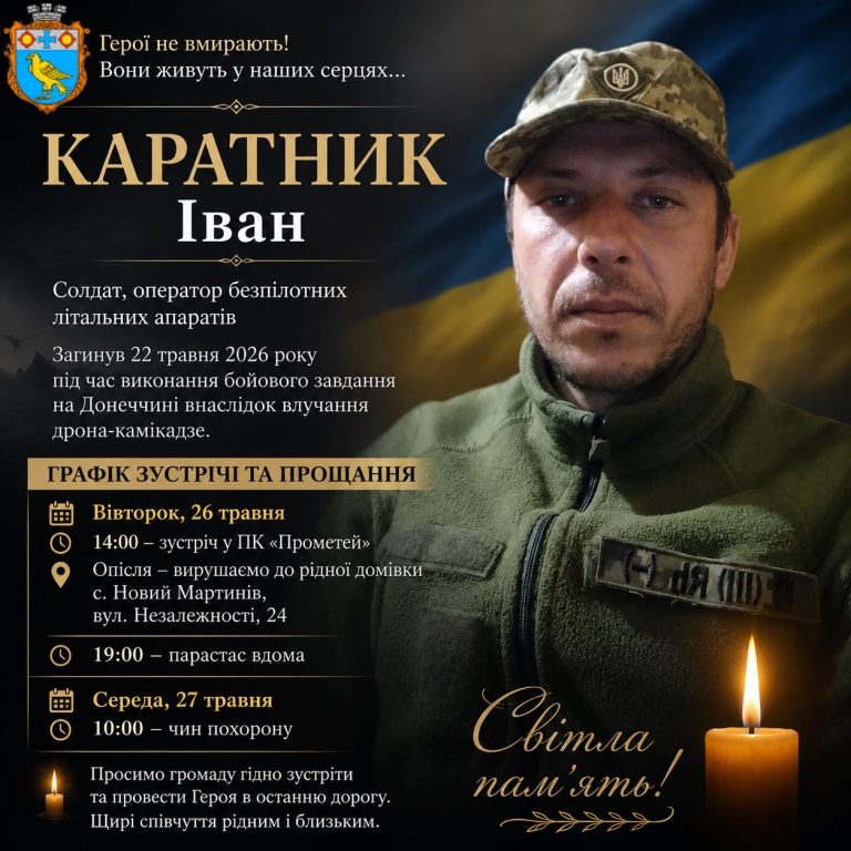 На Донеччині загинув військовий з Бурштинської громади Іван Каратник