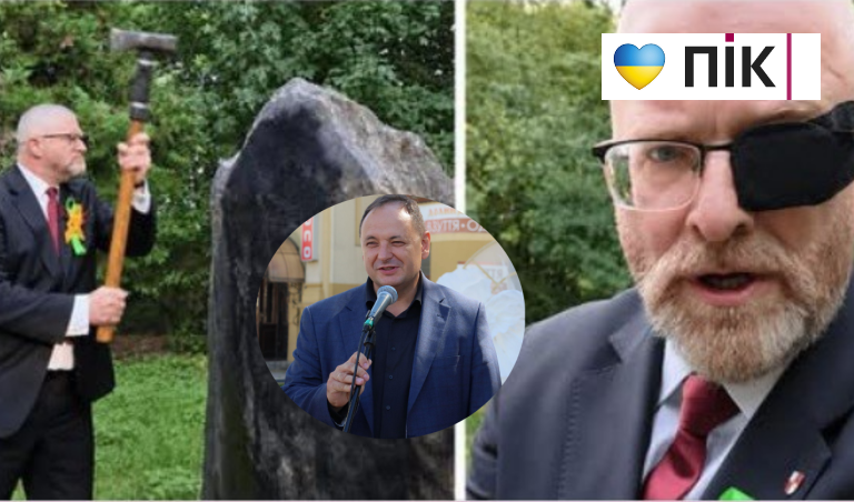 У Польщі депутат публічно пошкодив молотом пам'ятник УПА: мер Франківська відреагував