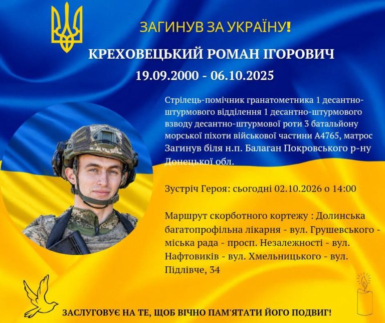 Підтвердили загибель військового з Долини Романа Креховецького